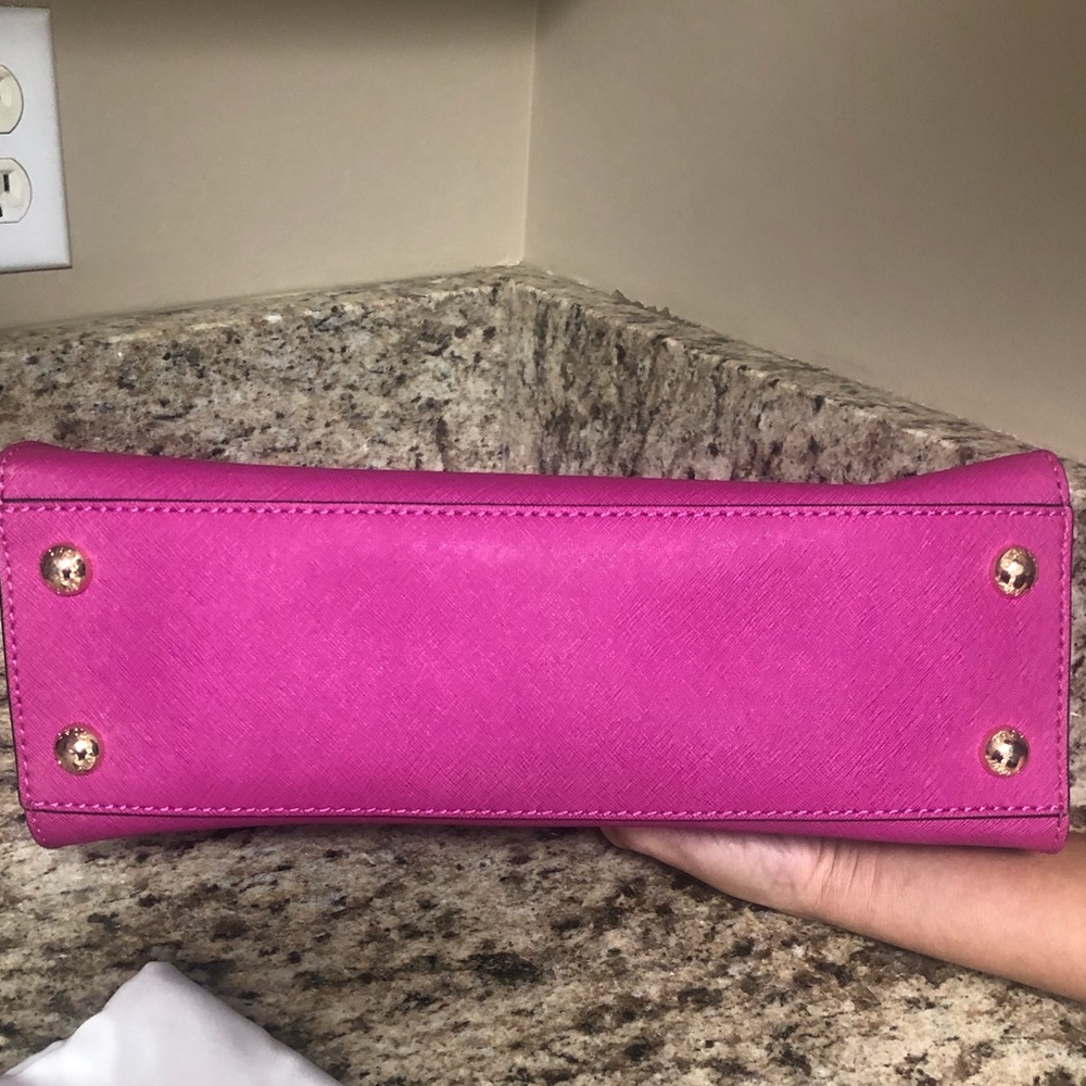 💗Authentic Michael Kors leather satchel fuchsia - Picture 7 of 8